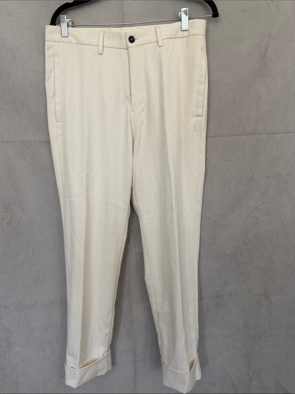 Zara Men's Cream Dress Pants - Tailored Cuffed Trousers. Sz 31